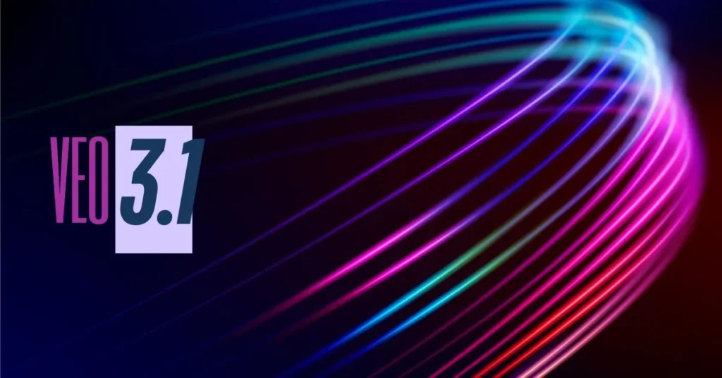 Modern tech-style graphic featuring the words Veo 3.1 over a circuit-pattern gradient.