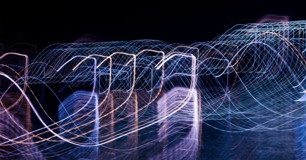 Abstract scientific illustration explaining scalar wave technology and non-electromagnetic energy transmission