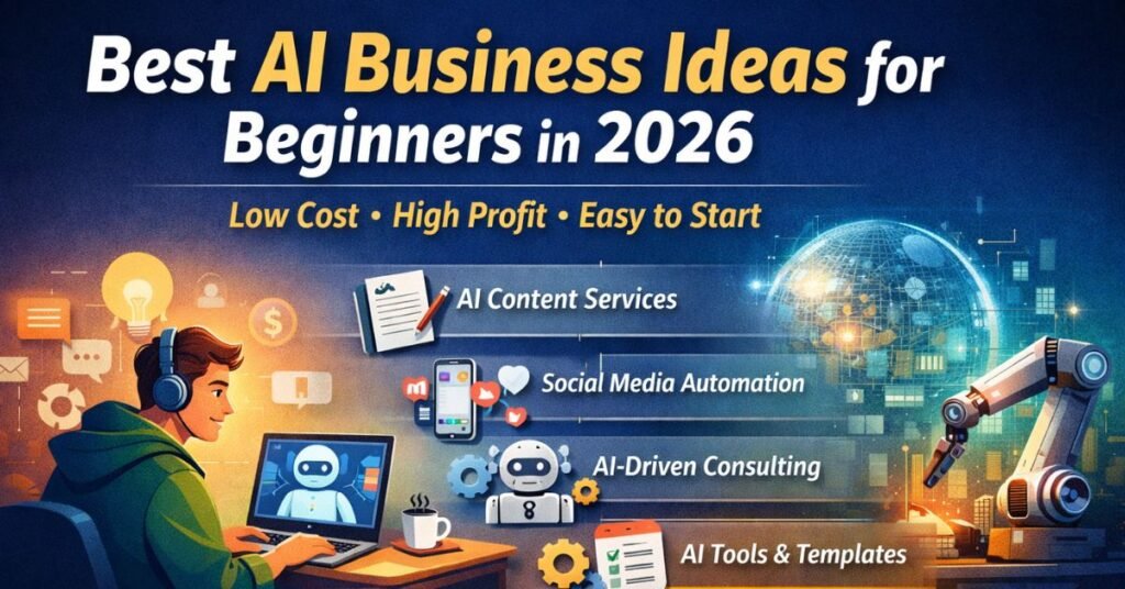 Best AI Business Ideas for Beginners in 2026 (Low Cost, High Profit & Easy to Start)
