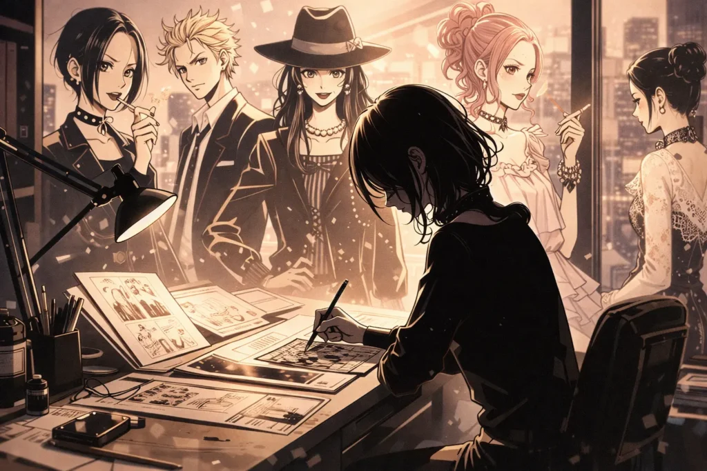 Ai Yazawa manga artist illustration showcasing her iconic shōjo manga world and artistic style