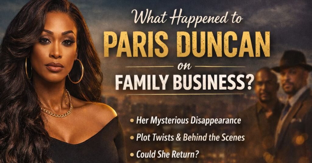 What happened to Paris Duncan on Family Business featuring character portrait and mystery theme graphic