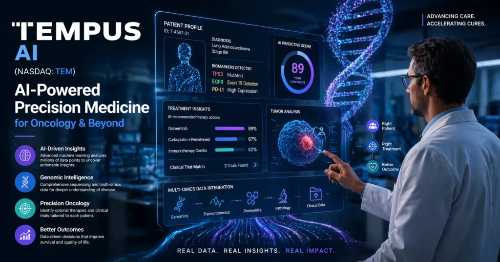 Tempus AI precision medicine platform using AI-powered oncology data and genomic analysis for personalized cancer treatment